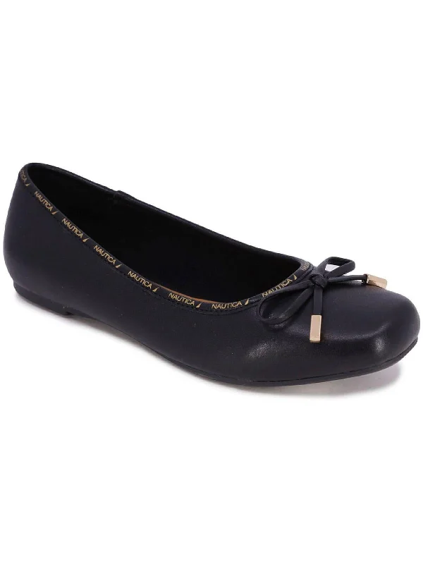 Alix Womens Leather Square Toe Ballet Flats