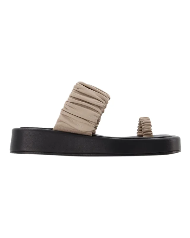 Amor Platform Slides - Elleme - Taupe/Black - Leather