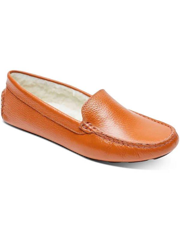 Bayview  Womens Leather Faux Fur Slip-On Shoes