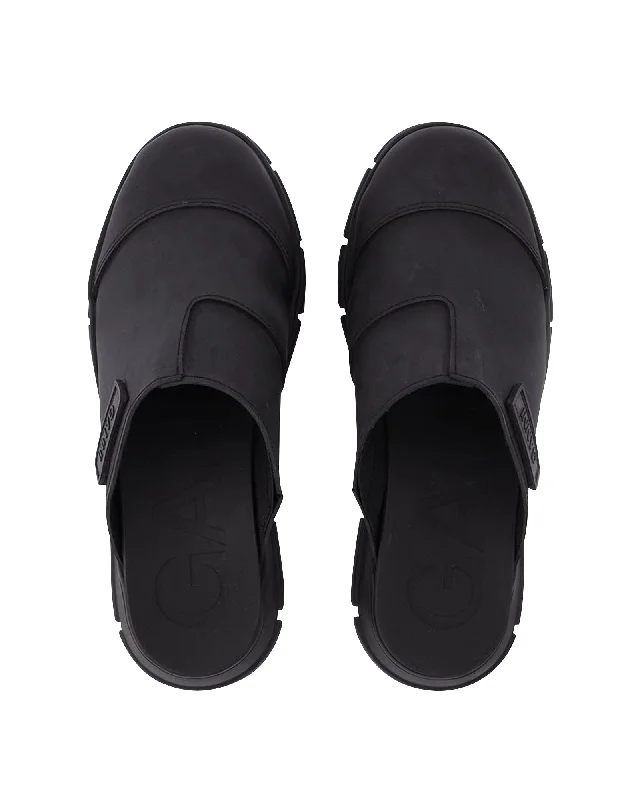 Black Recycled Rubber Retro Mules