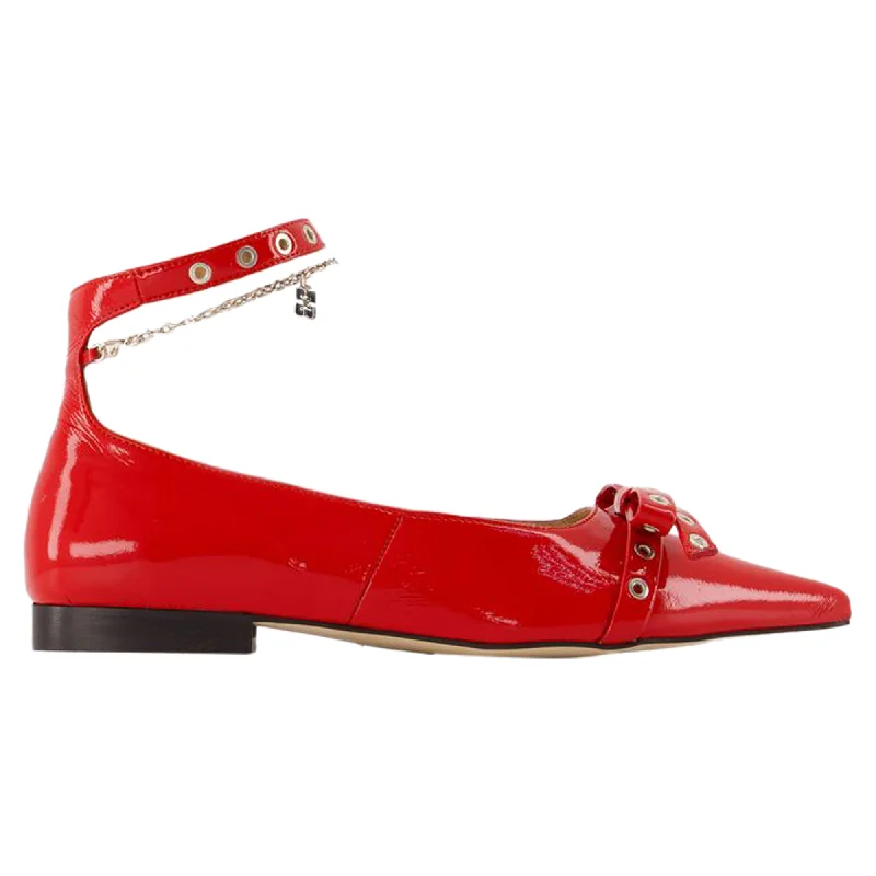 Eyelets Jewel Ballerinas - Ganni - Synthetic - Red