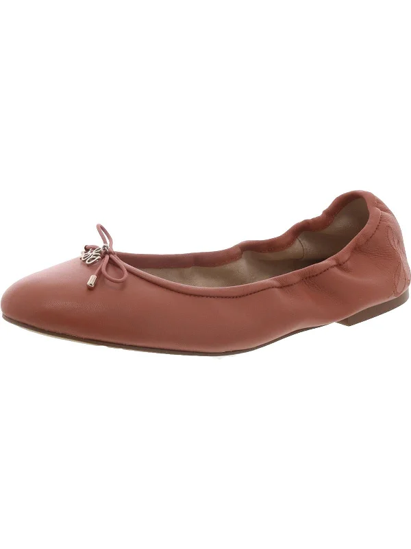 Felicia Womens Leather Round Toe Ballet Flats