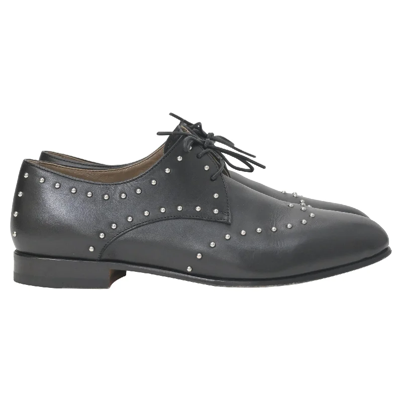 Hermes Studded Oxfords in Black Leather