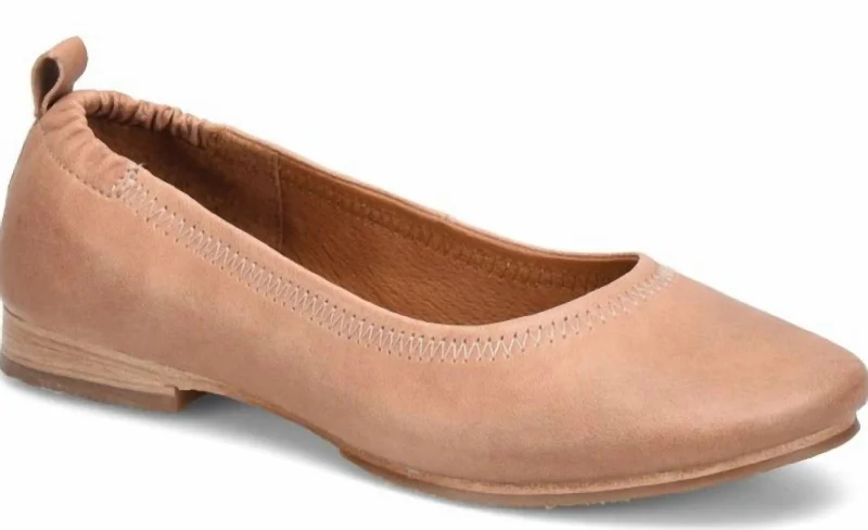 Kenni Leather Flats In Rose Taupe