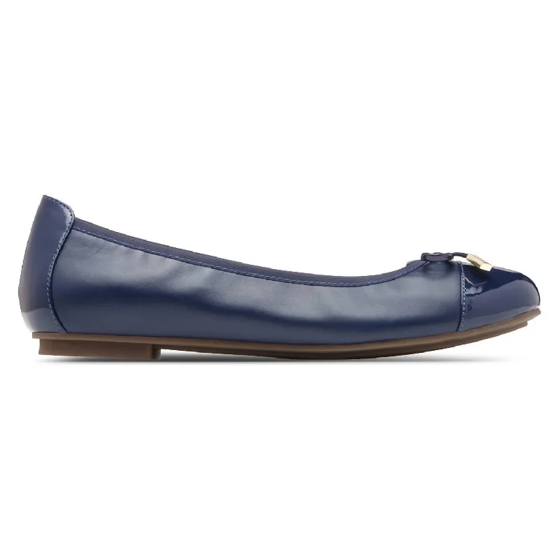 Minna Ballet Flat - Medium Width In Navy Nappa Leather