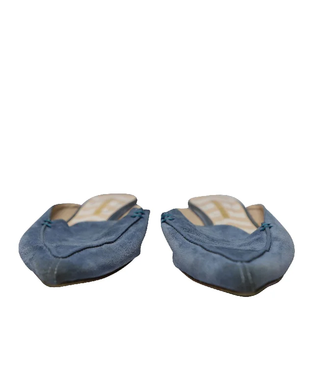 Nicholas Kirkwood Beya Pointed Mules in Blue Suede