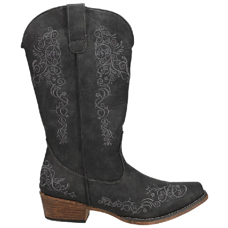 Riley Scroll Embroidered Snip Toe Cowboy Boots