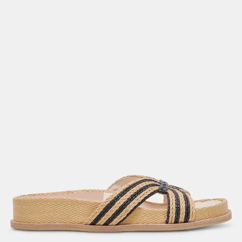 Selda Sandals Natural Black Raffia