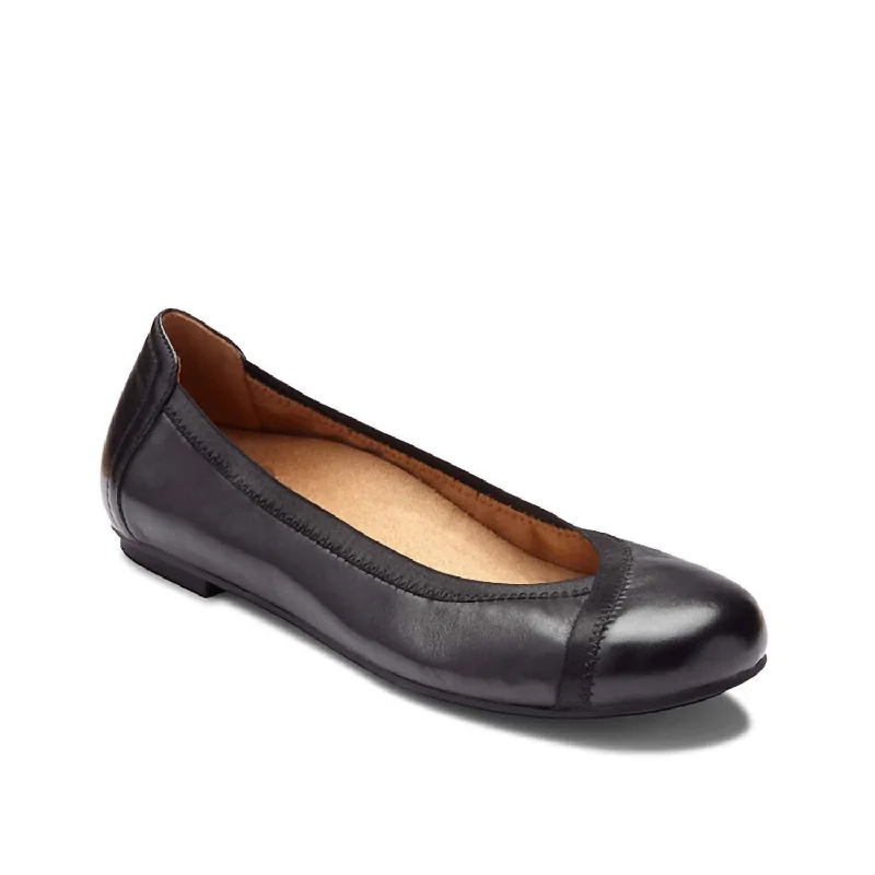 Spark Caroll Ballet Flat Shoes - Medium Width In Black