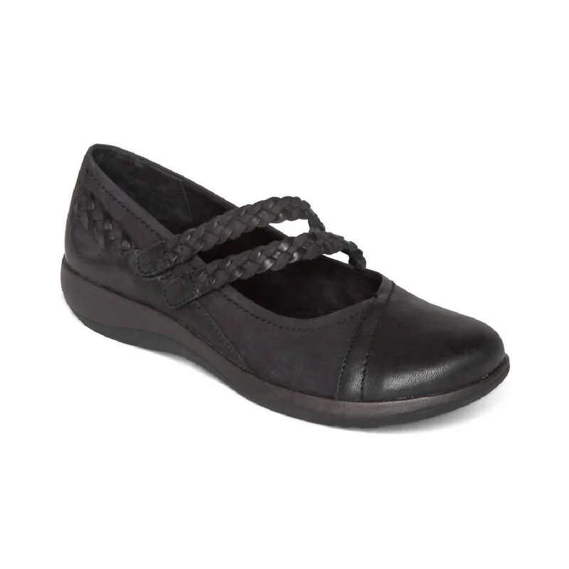 Women's Annie Mary Jane Shoes - Wide Width In Black