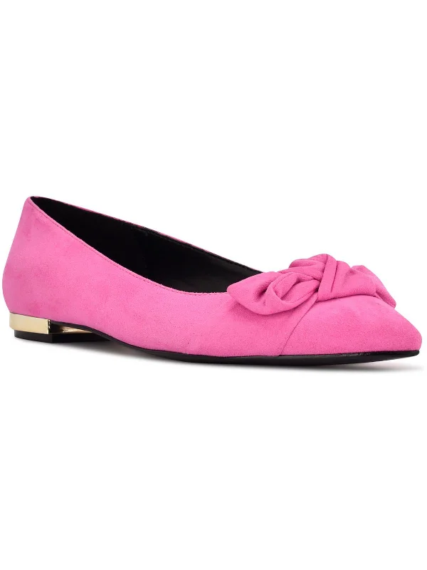 Womens Faux Suede Pointed Toe Ballet Flats