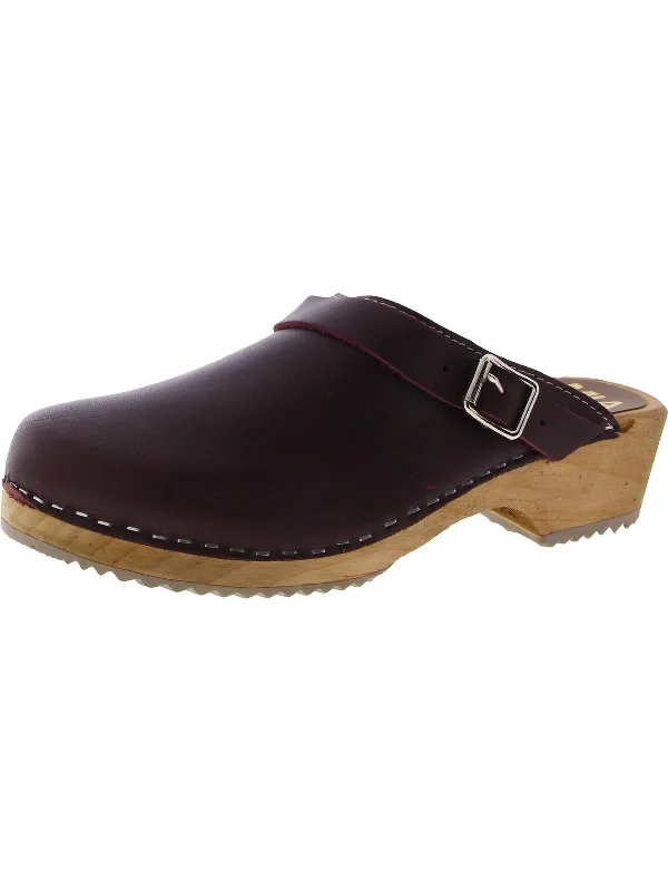 Womens Leather Closed Toe Clogs