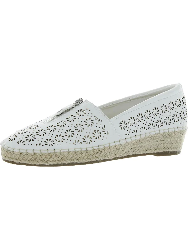 Zenon Womens Faux Leather Perforated Espadrilles