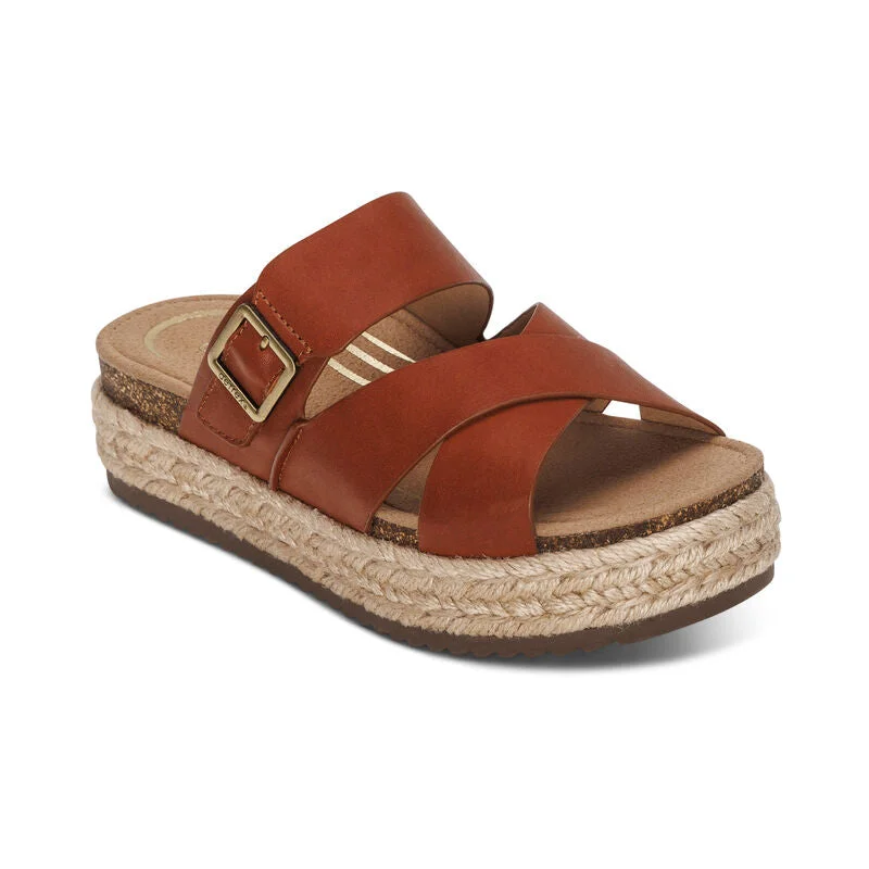 Alyssa Platform Espadrille Slide Sandal in Cognac CLOSEOUTS