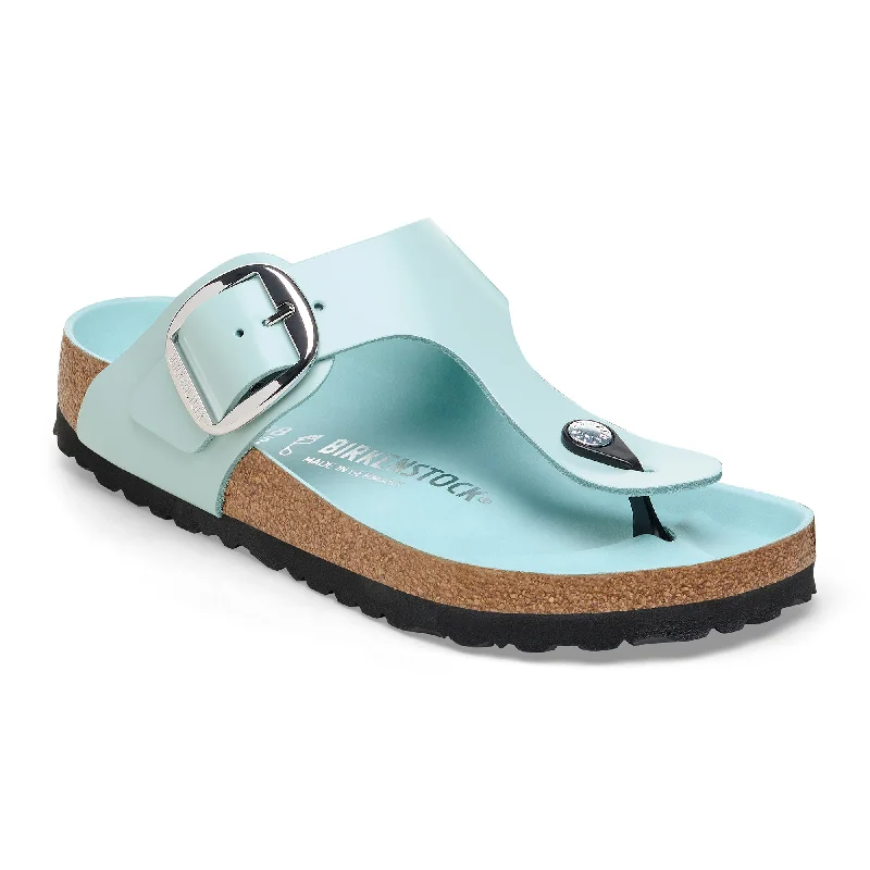 Birkenstock Gizeh Big Buckle high shine surf green leather