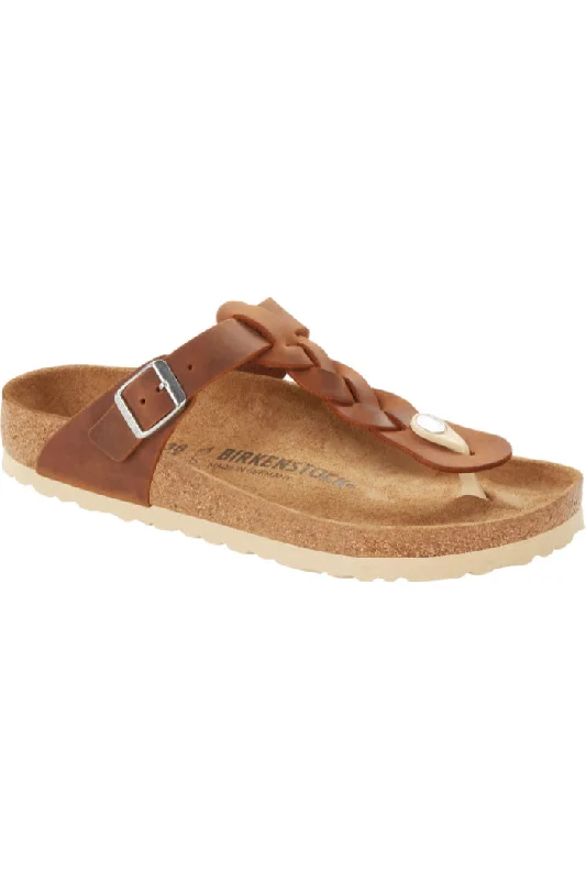 Birkenstock Gizeh Braid Regular Width in Cognac