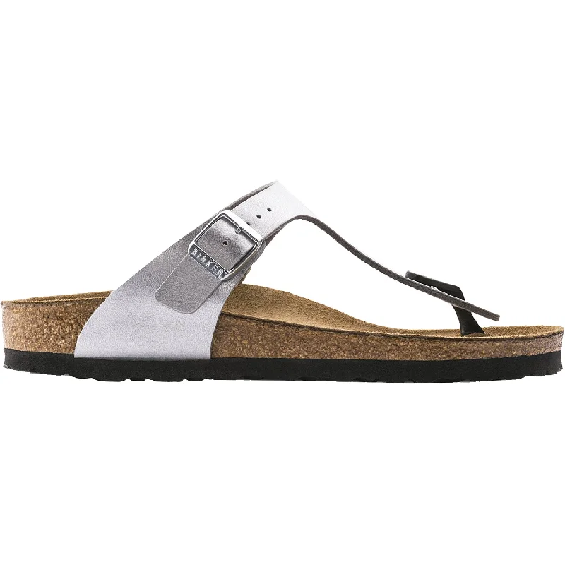 Women's Birkenstock Gizeh Silver Birko-Flor