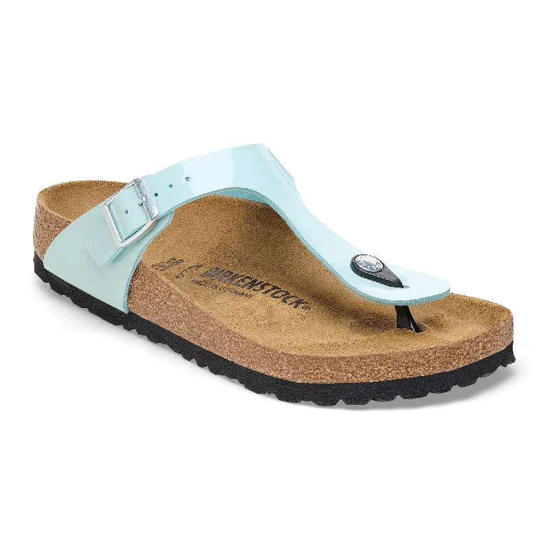 Birkenstock Gizeh surf green patent Birko-Flor