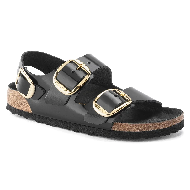 Birkenstock Milano Big Buckle high shine black leather