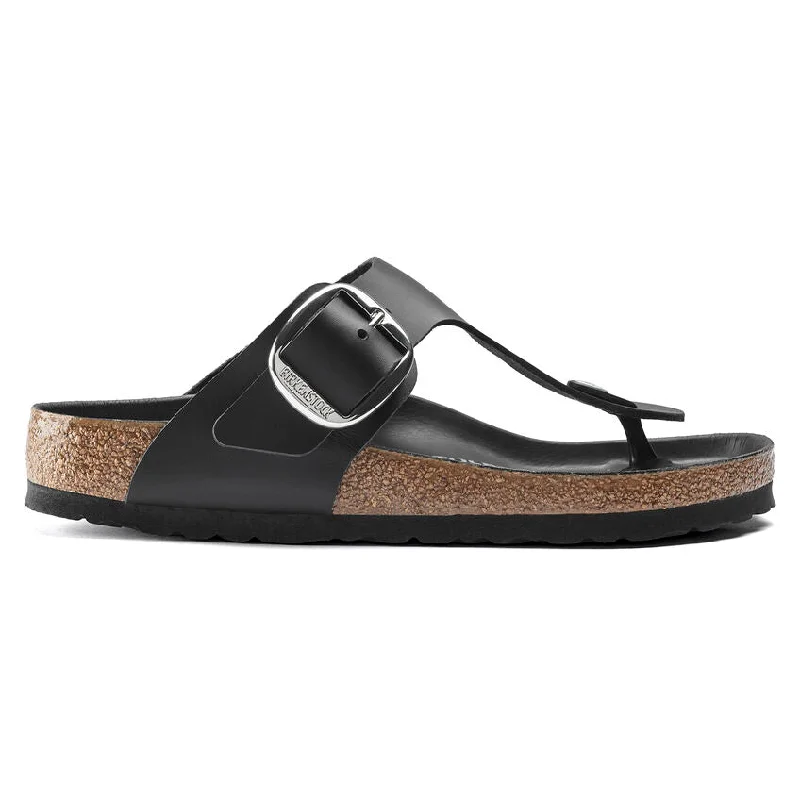 WOMEN'S BIRKENSTOCK GIZEH BIG BUCKLE SANDAL | BLACK OILED LEATHER