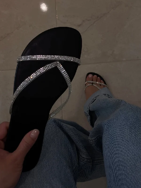 Isla Rhinestone Flat Sandal