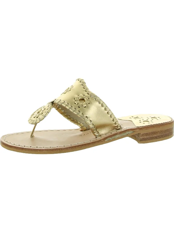 Jacks Flat Sandal Womens Leather Metallic Slide Sandals