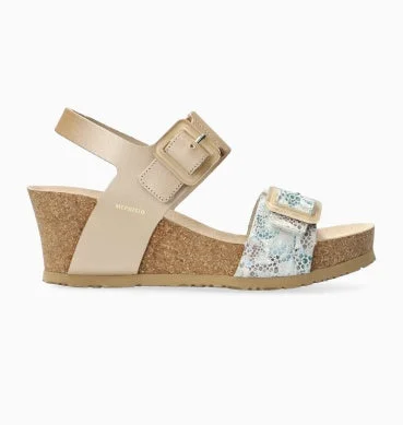 Lissia Lightweight Walking Wedge Sandal in Platinum Perla