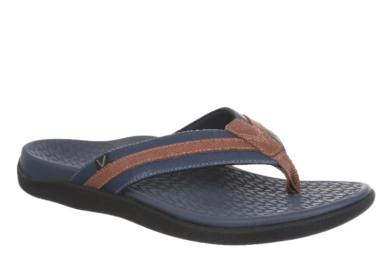 Men's Tide II Toe Post Sandal in Navy Brown