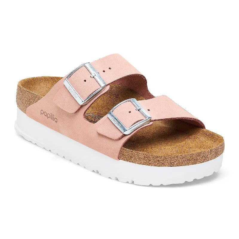 Papillio Arizona Platform soft pink nubuck by Birkenstock