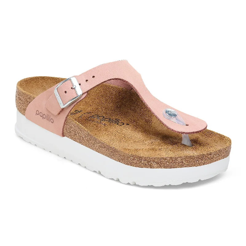 Papillio Gizeh Platform soft pink nubuck by Birkenstock