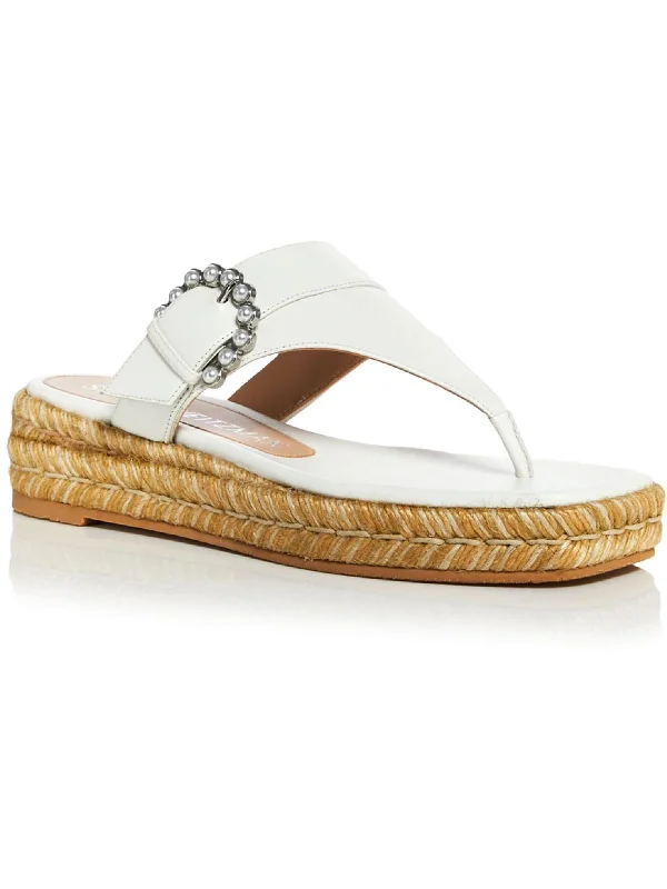 Pearl Womens Wedge Embellished Thong Sandals