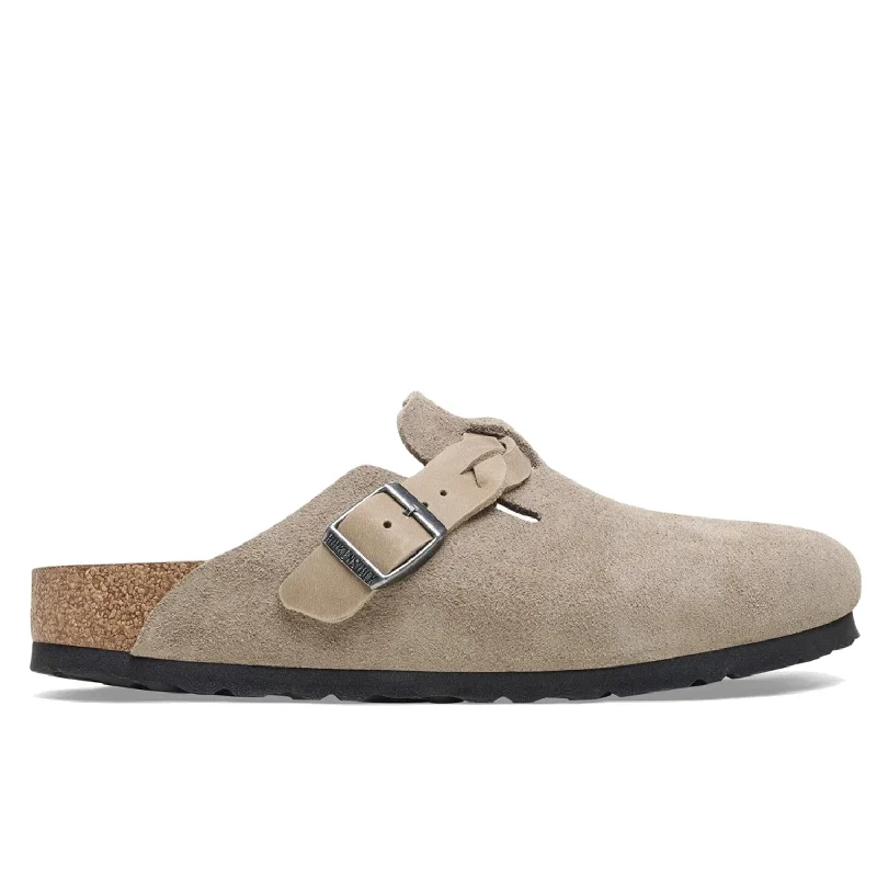 Women's Birkenstock Boston Taupe Suede/Oiled Leather