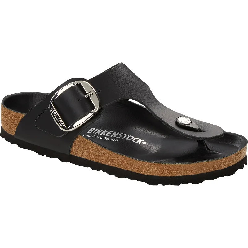 Women's Birkenstock Gizeh Big Buckle Black Oiled Leather