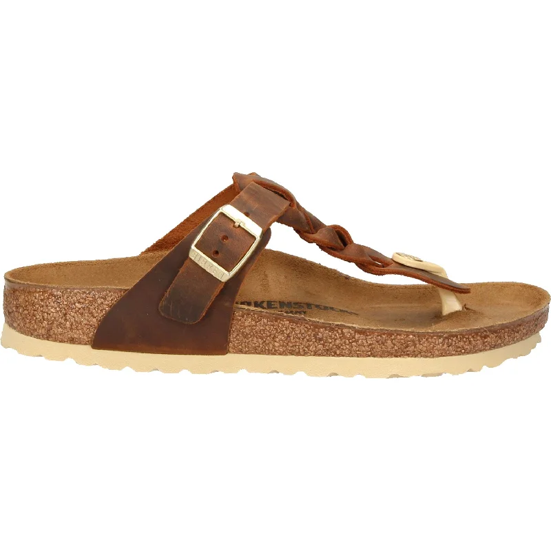 Women's Birkenstock Gizeh Braid Cognac Oiled Leather