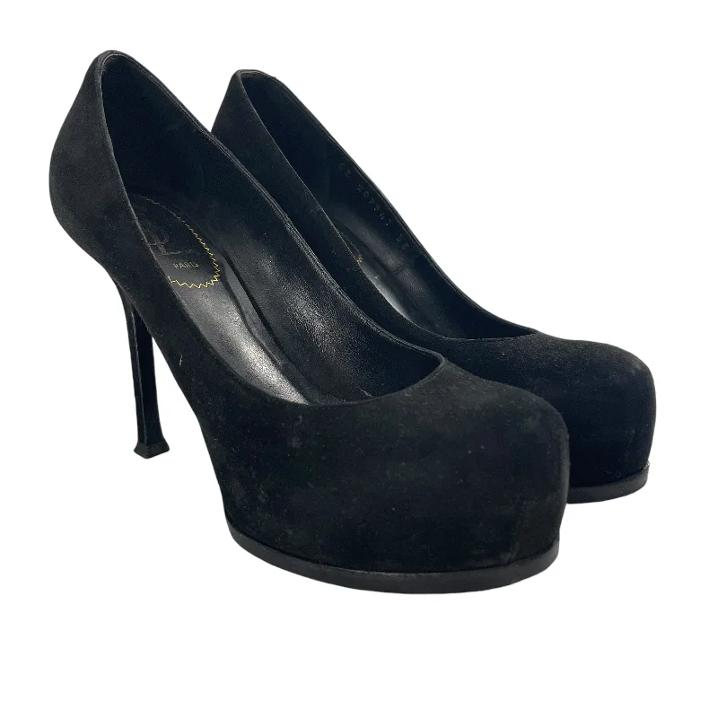 YVES SAINT LAURENT/Heels/EU 35/Suede/BLK/STILETTO SUEDE