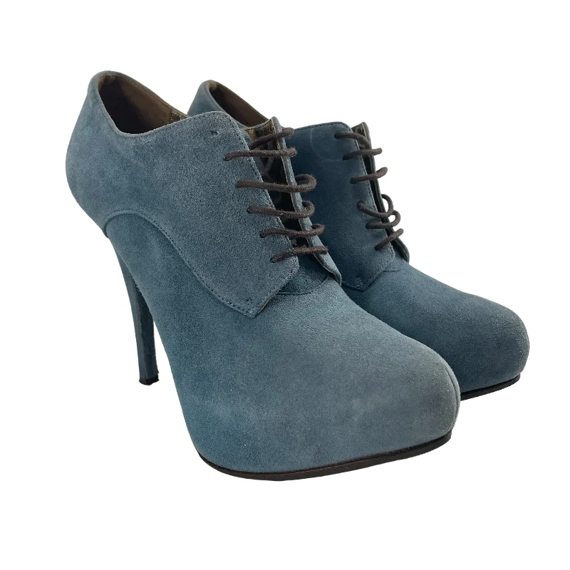 DOLCE&GABBANA/Heels/EU 36/Suede/BLU/LACE UP CLOSED TOE HEELS