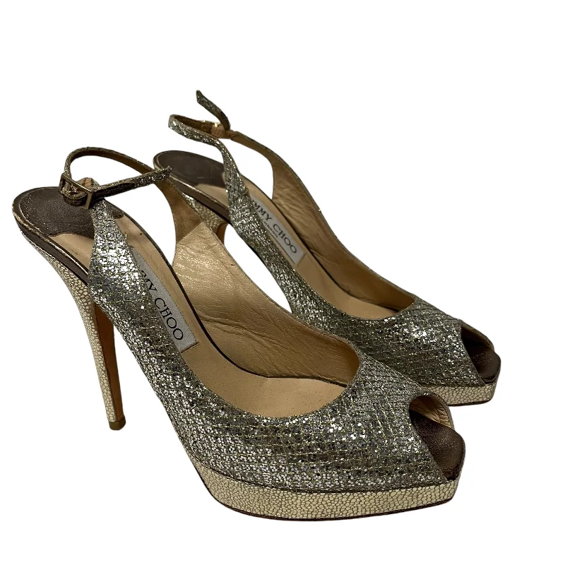 JIMMY CHOO/Heels/EU 38/Glitter/SLV/