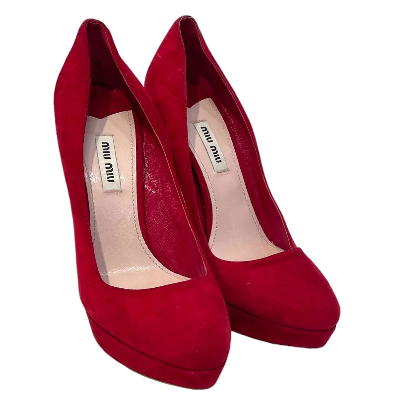 MIU MIU/Heels/EU 38.5/Suede/RED/