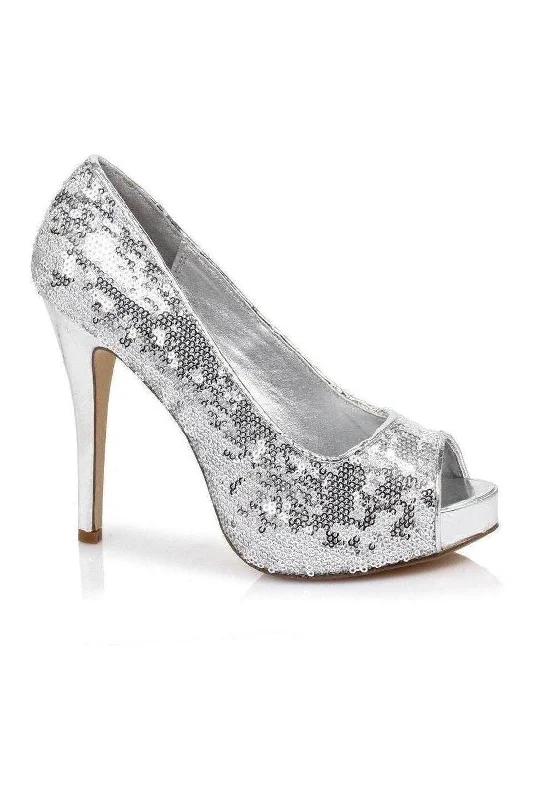 415-FLAMINGO Pump | Silver Sequins