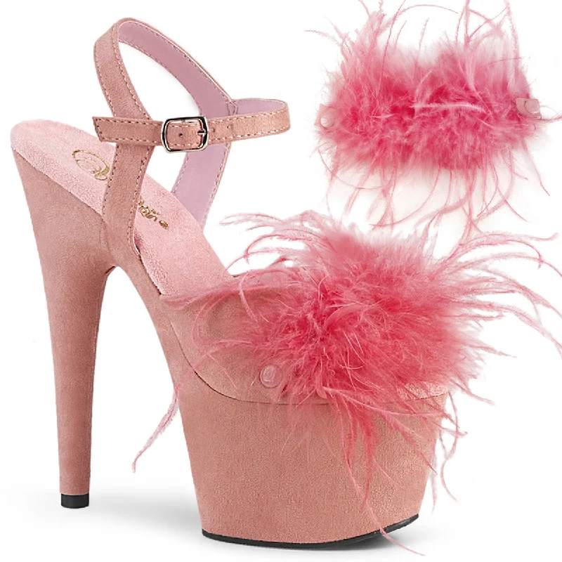 Baby Pink Faux Suede-Feather/Baby Pink Faux Suede