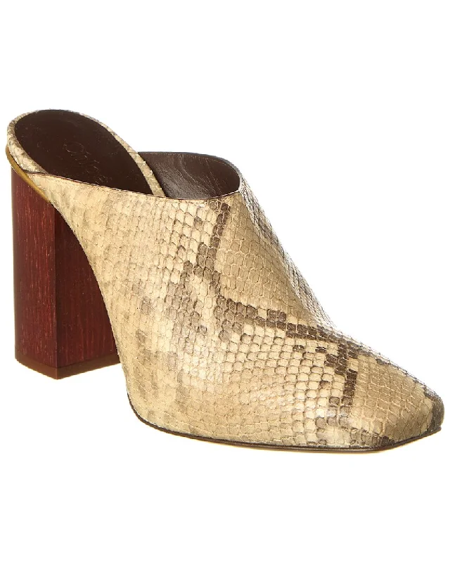 Chloé Ambre Snake-Embossed Leather Mule