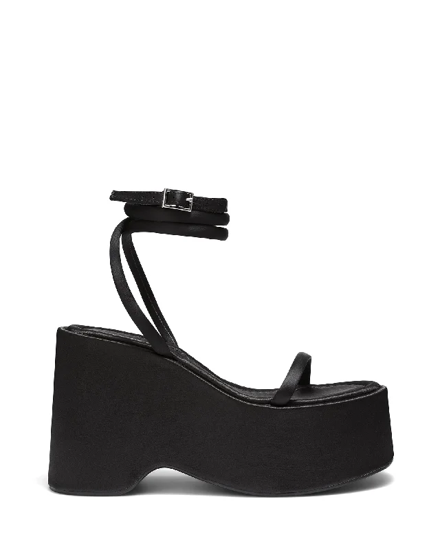 Elevate Platform Heel Black Satin