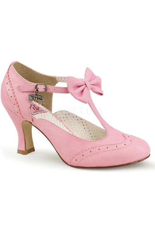 FLAPPER-11 Pump  | Pink Faux Leather