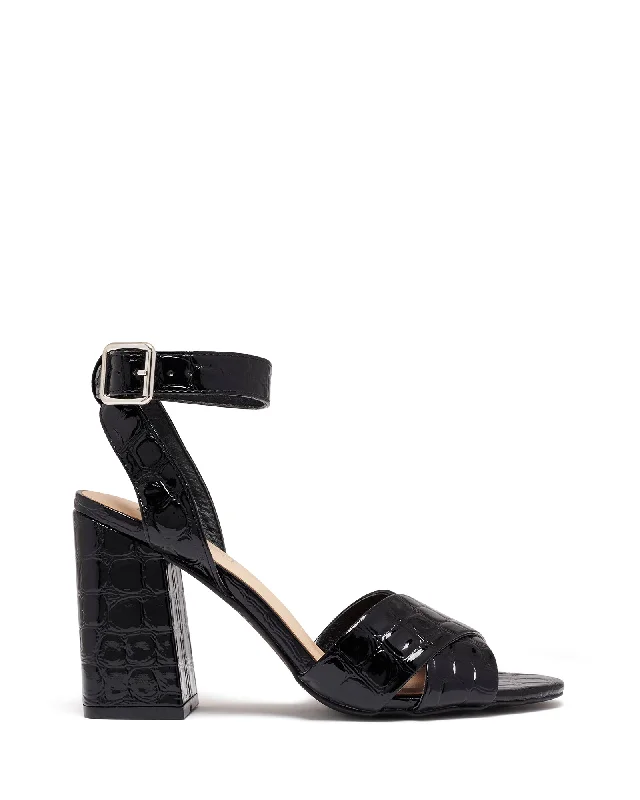 Foxy Heel Black Patent Croc