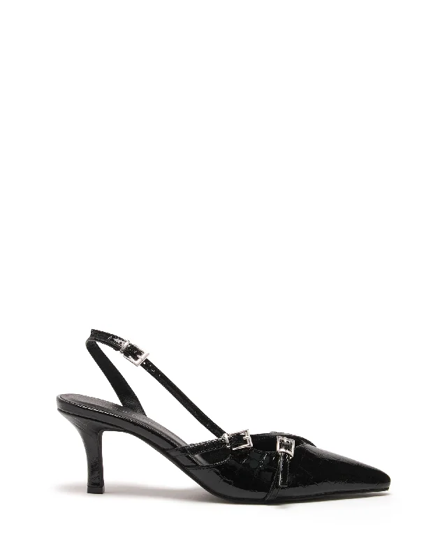 Juicy Slingback Pump Black Patent Croc