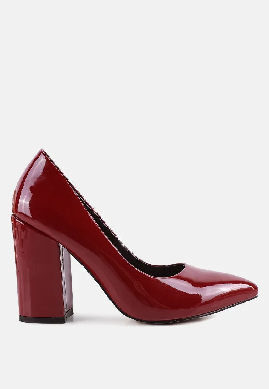 kamira block heeled formal faux leather pumps