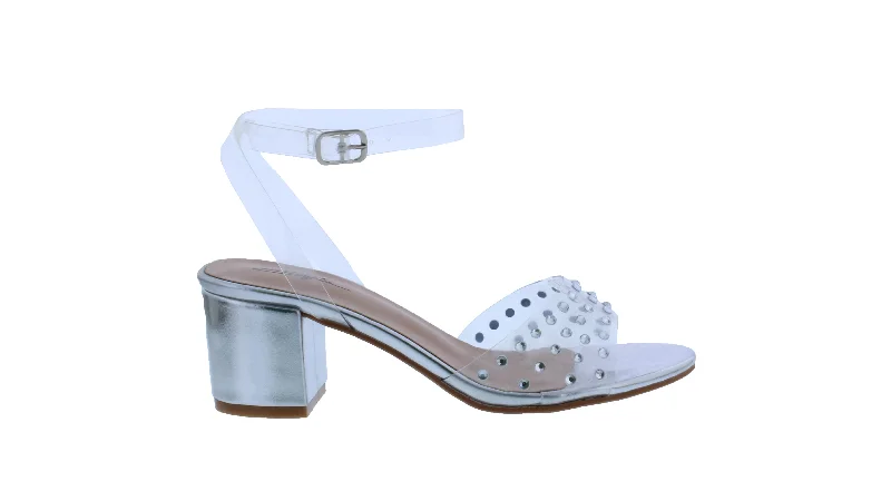 Women Clear Heel Sandal with Rhinestones