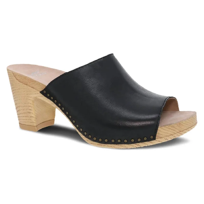 Women's Tandi Summer Slip-On Heeled Mule In Black